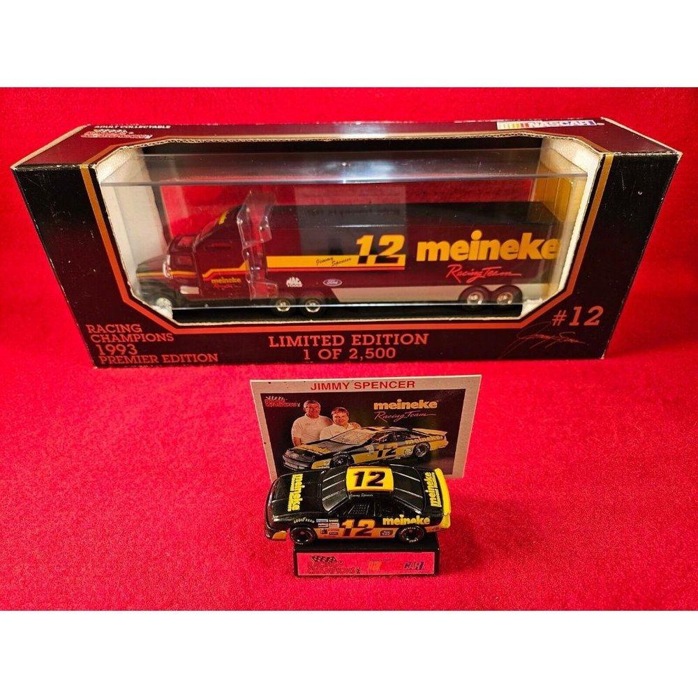 JIMMY SPENCER NASCAR #12 TRANSPORTER BUNDLE w/MATCHING STOCKCAR & PLAYER CARD
